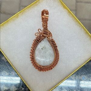 Moonstone stone  Copper Wire Wrapped Pendant